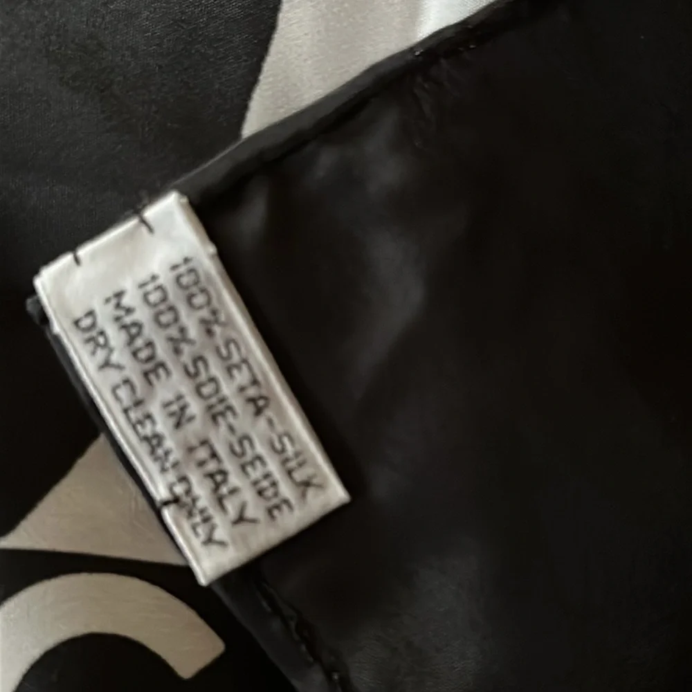CHANEL Black White & Gold Chain Motif Silk Scarf